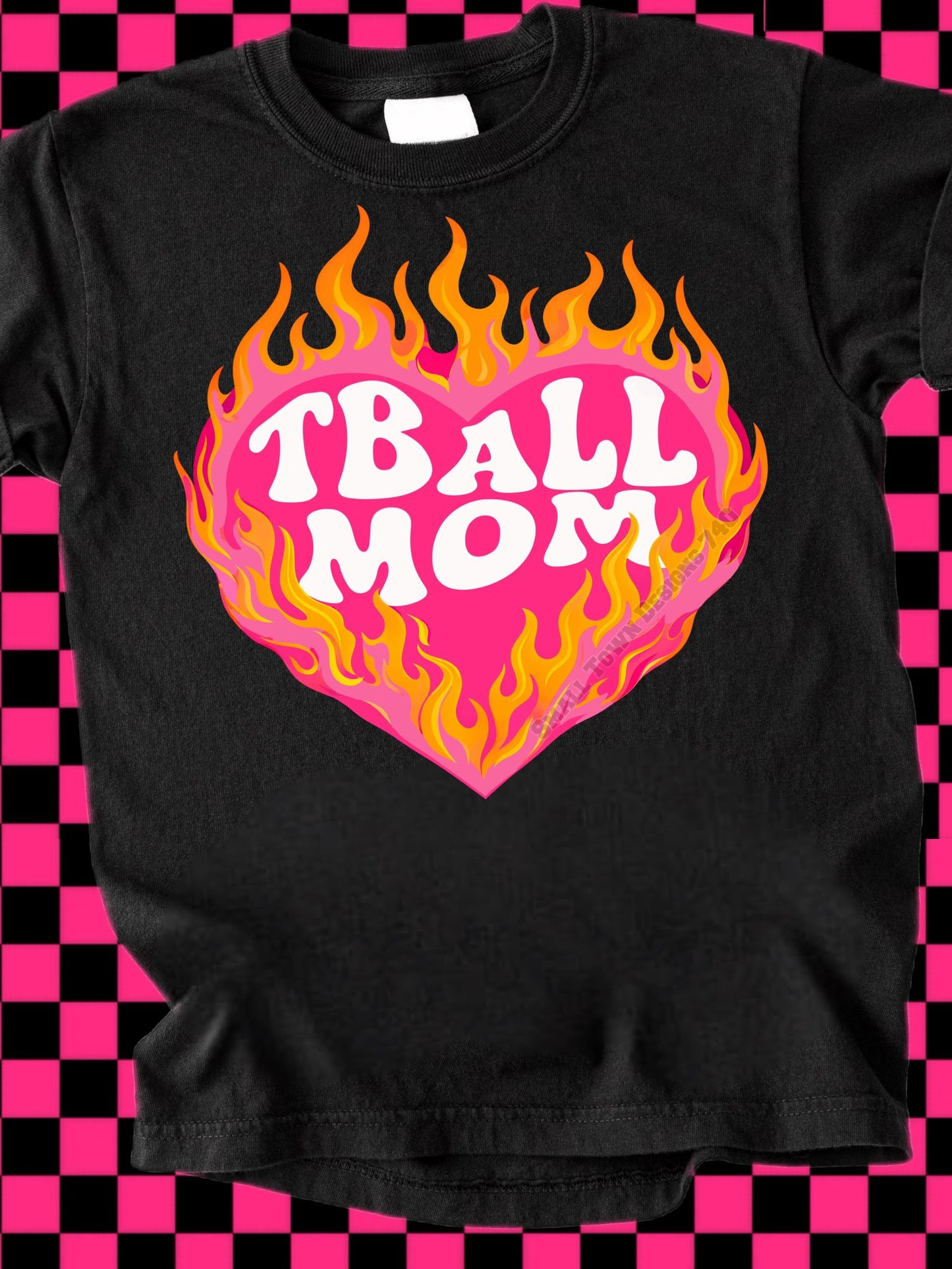 Tball Mom Flaming Heart