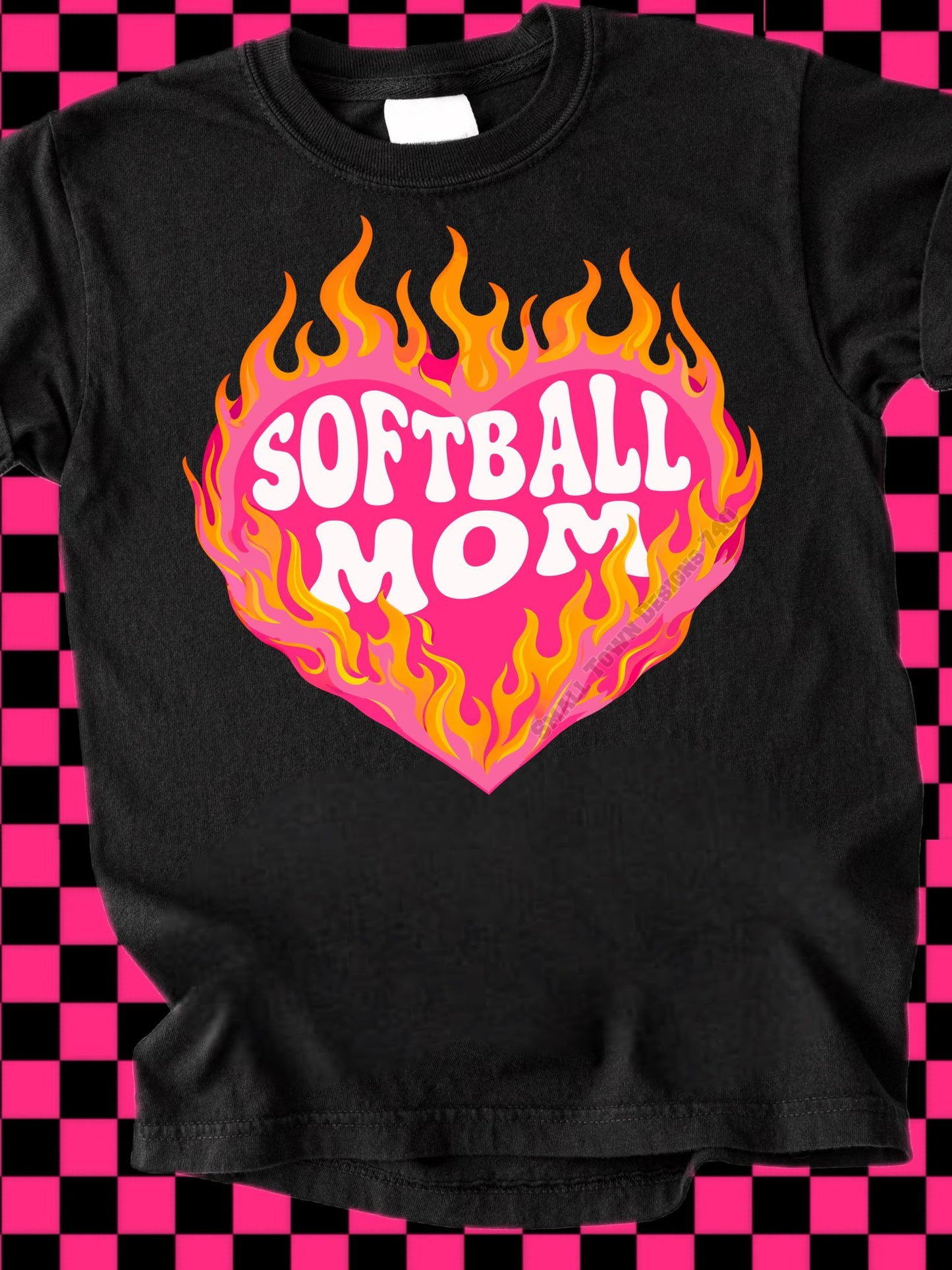 Softball Mom Flaming Heart