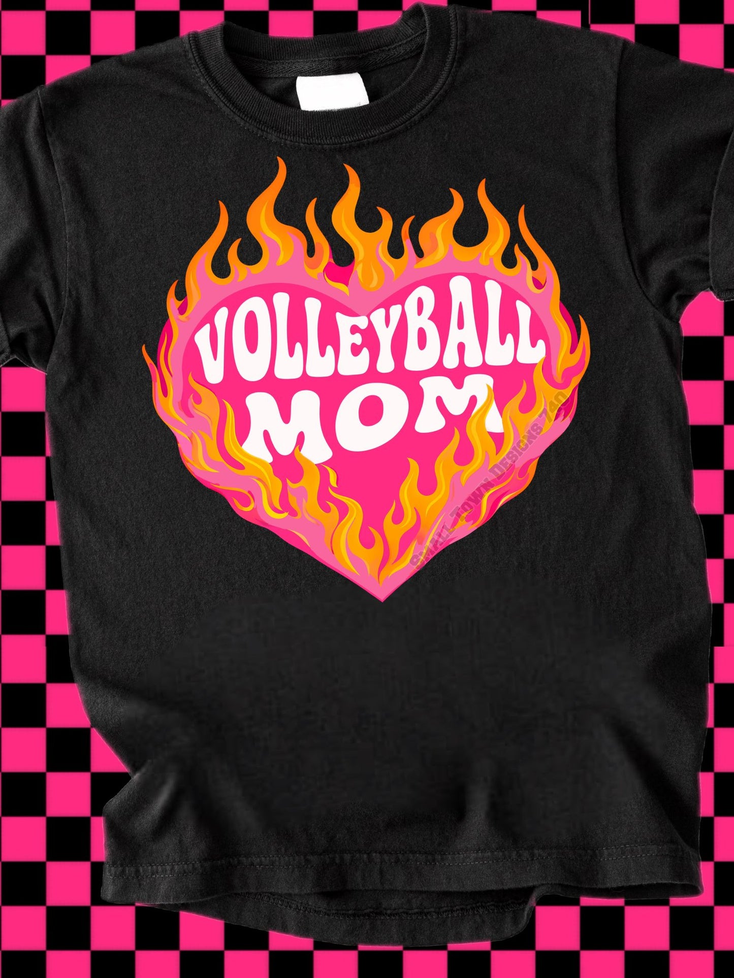 Volleyball Mom Flaming Heart