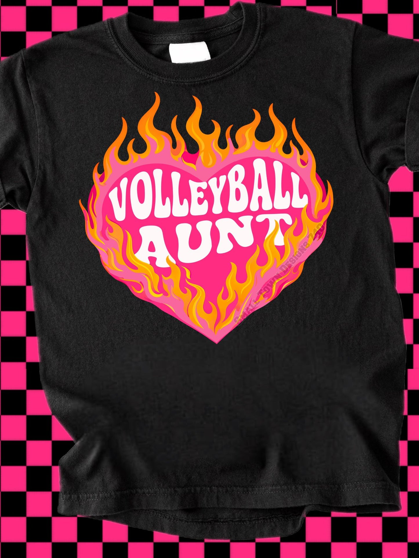 Volleyball Aunt Flaming Heart