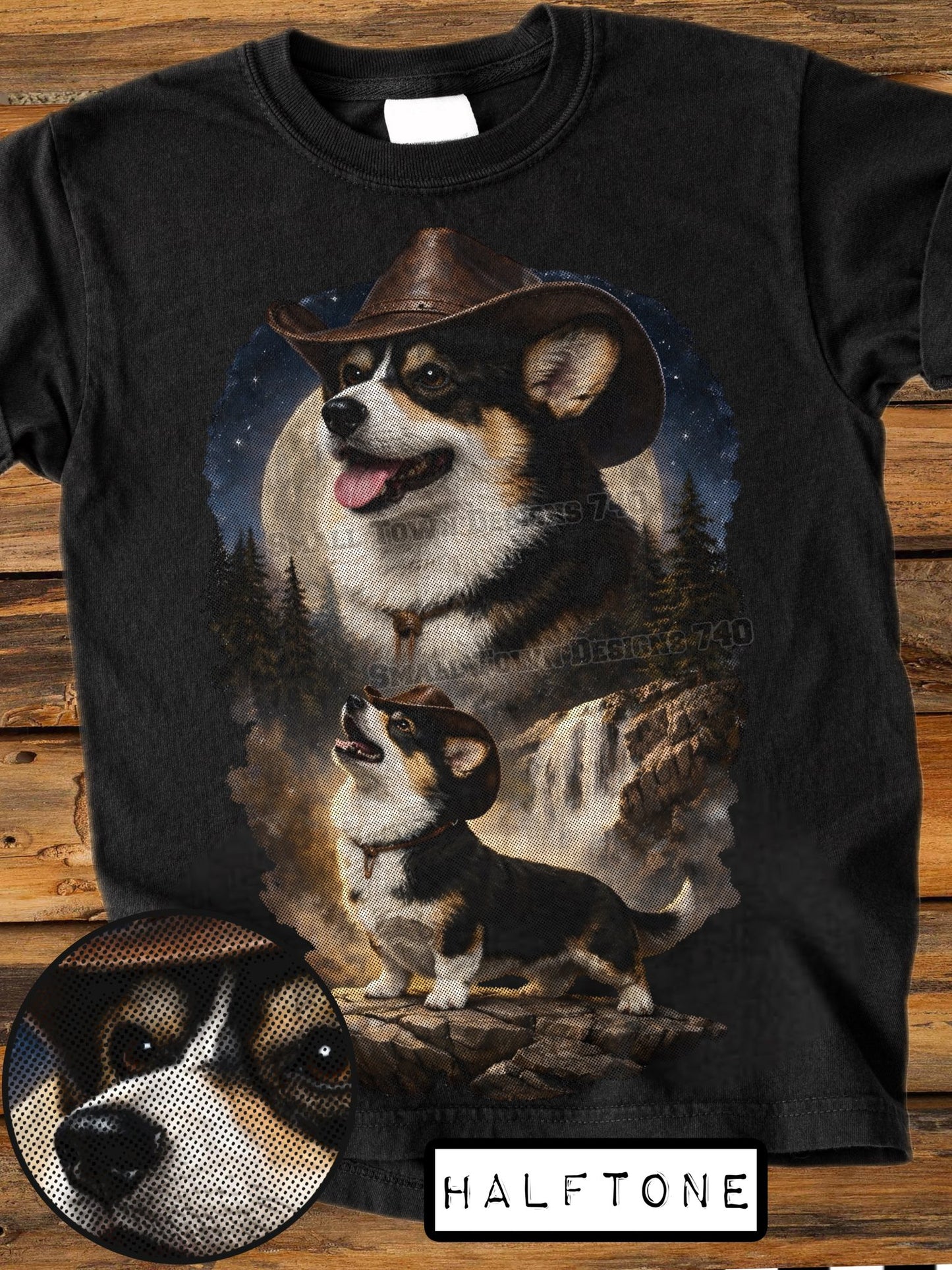 Cowboy Corgi Halftone