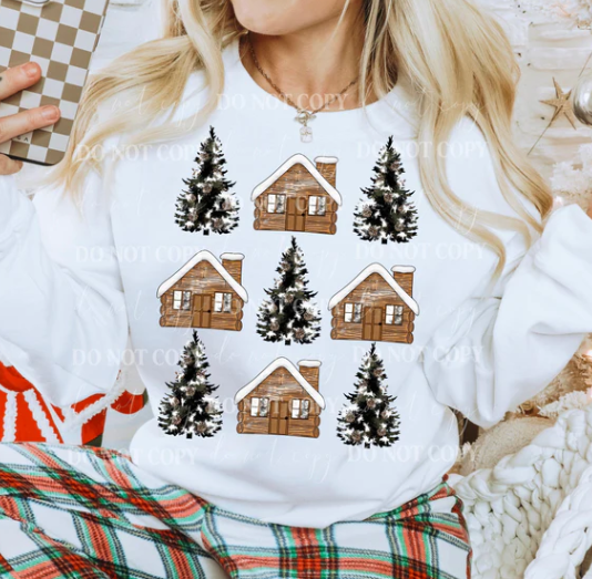 Cabin & Pine Trees
